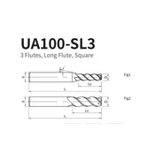 G-UA100-SL3 3 Flute Square Head Long Cutting Edge Endmills - Big-tools Industrial Supply Tools for Metal Cutting